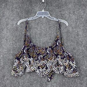 NWT Free People Purple Floral Cabana Bralette Top Women’s Large Boho Resort Twee